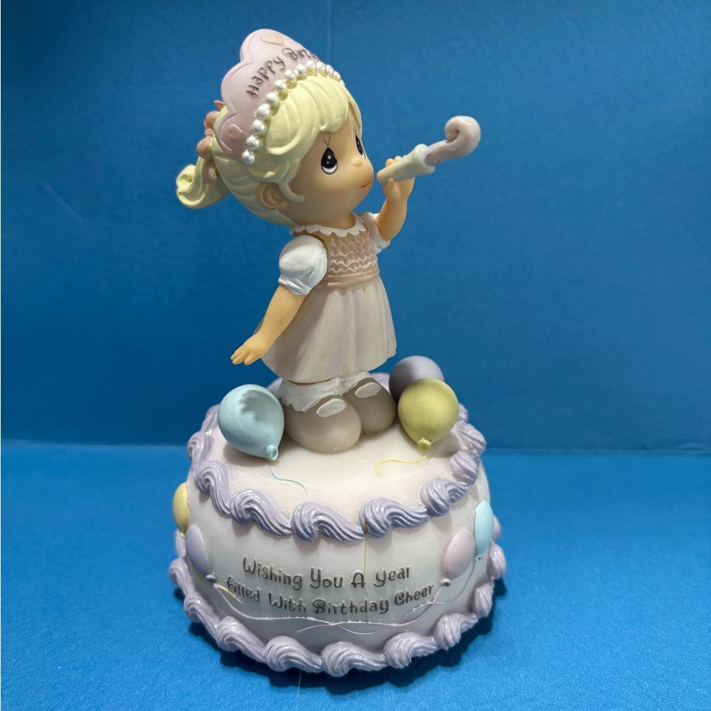 Precious Moments Birthday Cheer Figurine Music Box with Balloons